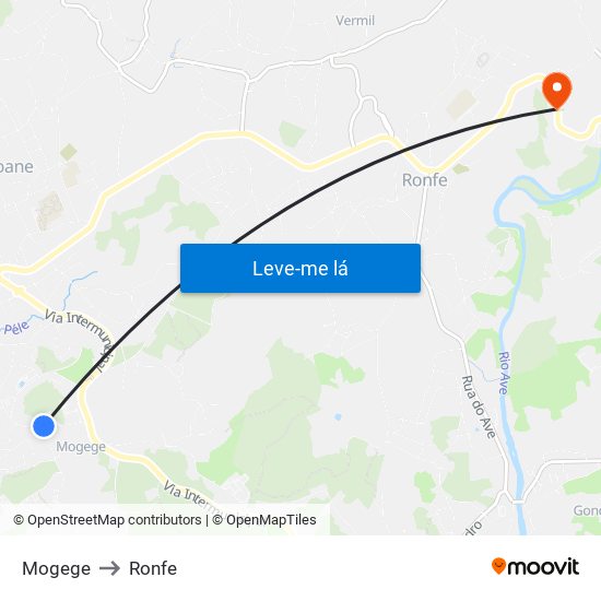 Mogege to Ronfe map