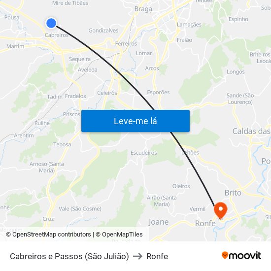 Cabreiros e Passos (São Julião) to Ronfe map