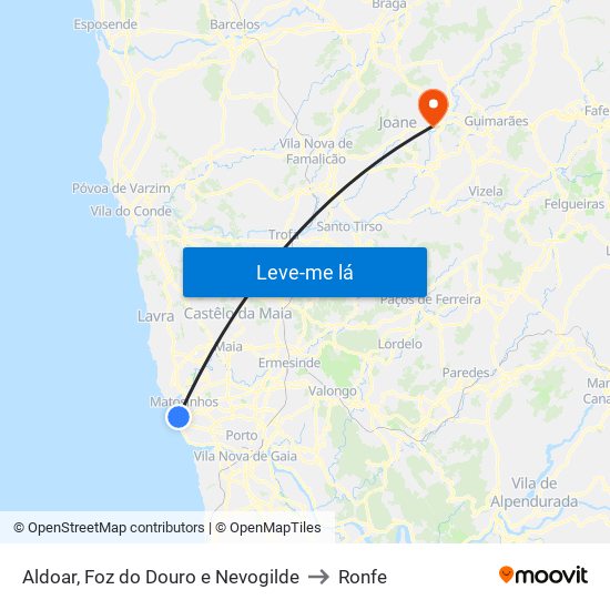 Aldoar, Foz do Douro e Nevogilde to Ronfe map