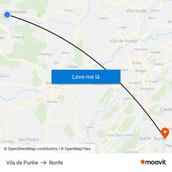 Vila de Punhe to Ronfe map