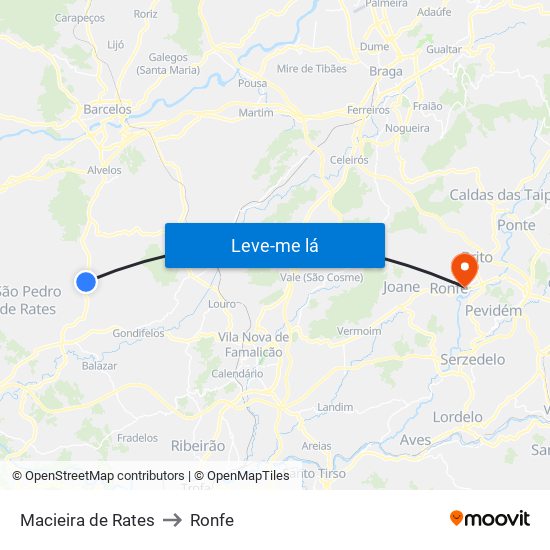 Macieira de Rates to Ronfe map