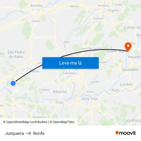 Junqueira to Ronfe map