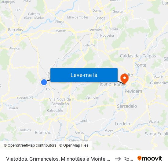 Viatodos, Grimancelos, Minhotães e Monte de Fralães to Ronfe map