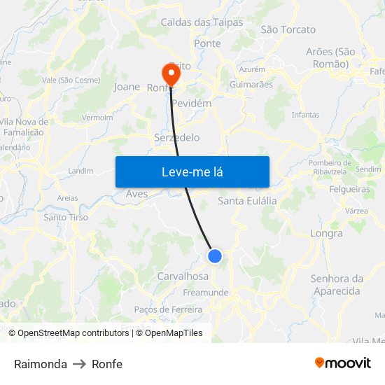 Raimonda to Ronfe map