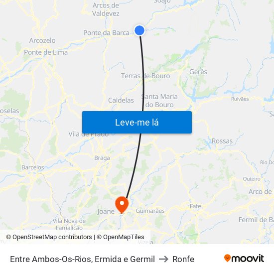 Entre Ambos-Os-Rios, Ermida e Germil to Ronfe map