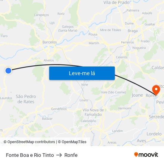 Fonte Boa e Rio Tinto to Ronfe map