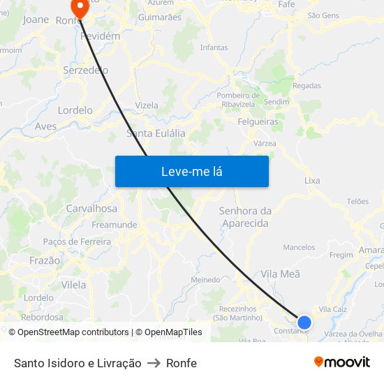 Santo Isidoro e Livração to Ronfe map