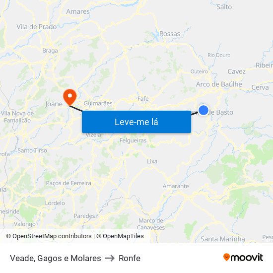 Veade, Gagos e Molares to Ronfe map