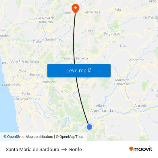 Santa Maria de Sardoura to Ronfe map