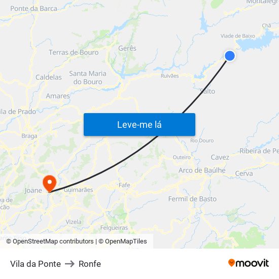 Vila da Ponte to Ronfe map