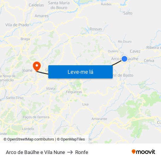 Arco de Baúlhe e Vila Nune to Ronfe map