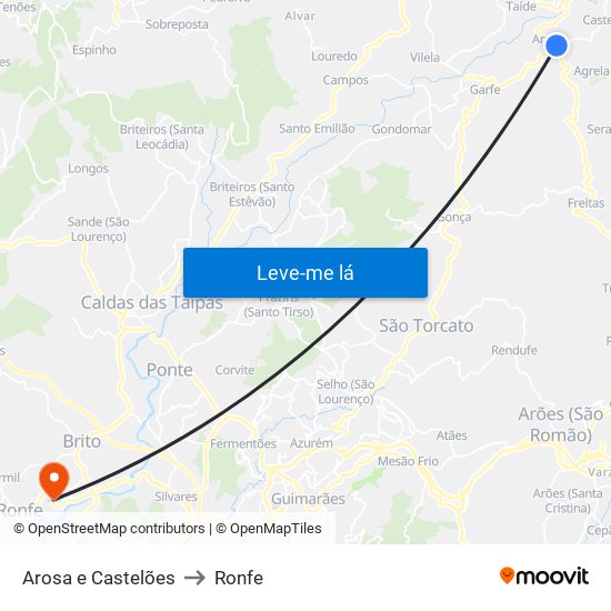 Arosa e Castelões to Ronfe map