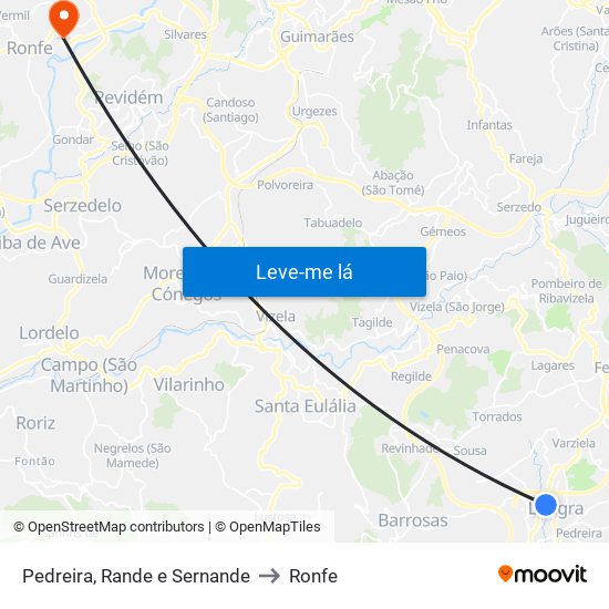 Pedreira, Rande e Sernande to Ronfe map