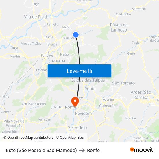 Este (São Pedro e São Mamede) to Ronfe map