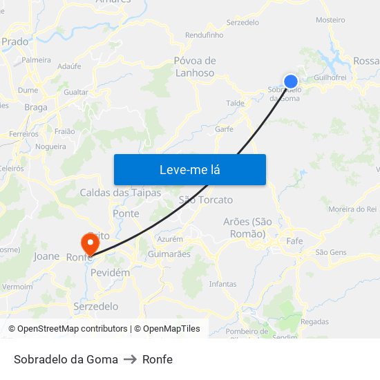 Sobradelo da Goma to Ronfe map