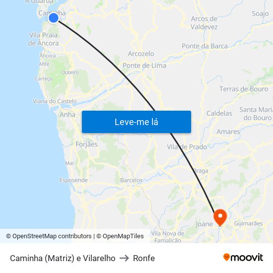 Caminha (Matriz) e Vilarelho to Ronfe map