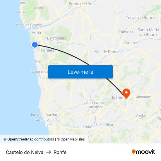 Castelo do Neiva to Ronfe map