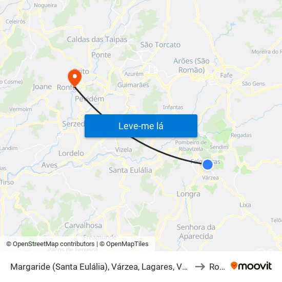 Margaride (Santa Eulália), Várzea, Lagares, Varziela e Moure to Ronfe map