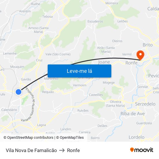 Vila Nova De Famalicão to Ronfe map