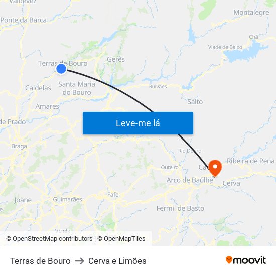 Terras de Bouro to Cerva e Limões map