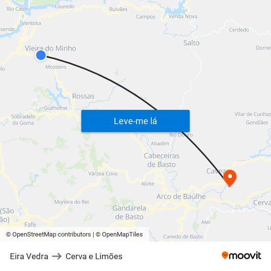 Eira Vedra to Cerva e Limões map