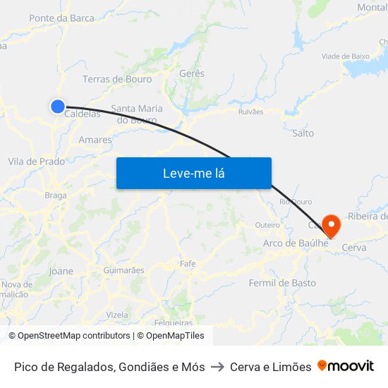 Pico de Regalados, Gondiães e Mós to Cerva e Limões map