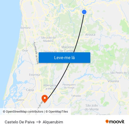 Castelo De Paiva to Alquerubim map