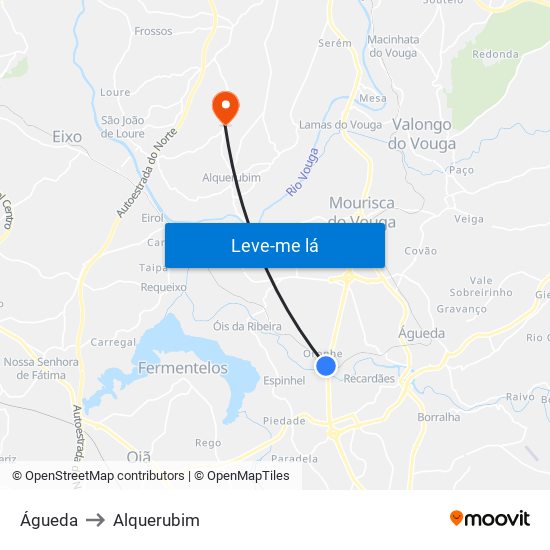 Águeda to Alquerubim map