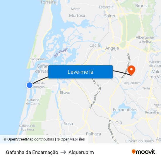 Gafanha da Encarnação to Alquerubim map