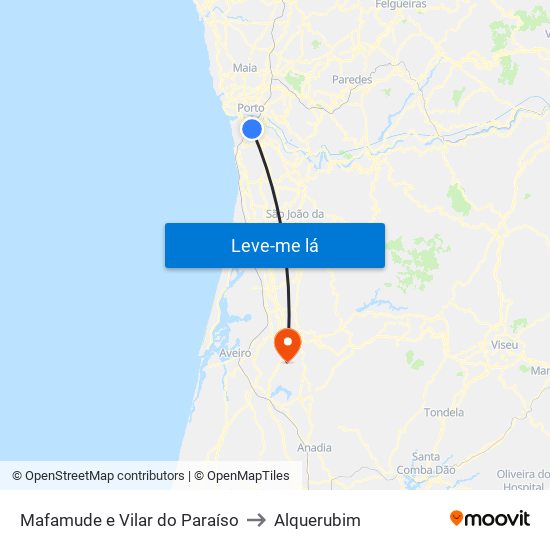 Mafamude e Vilar do Paraíso to Alquerubim map