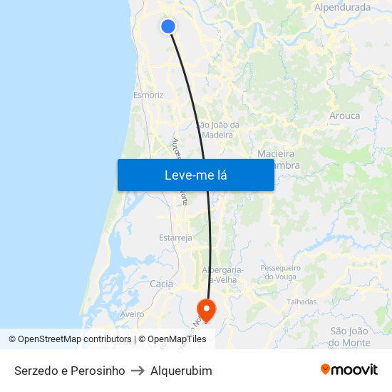 Serzedo e Perosinho to Alquerubim map