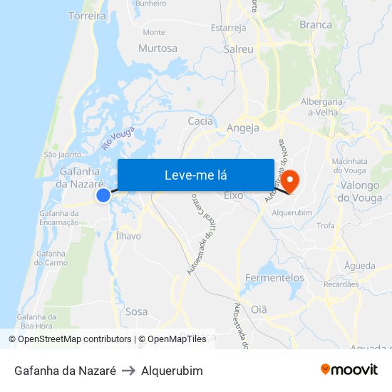 Gafanha da Nazaré to Alquerubim map