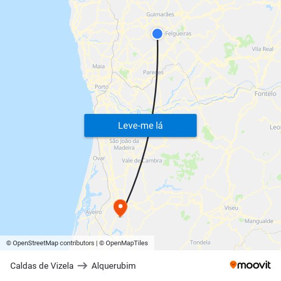 Caldas de Vizela to Alquerubim map