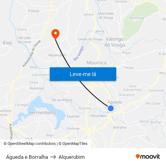 Águeda e Borralha to Alquerubim map