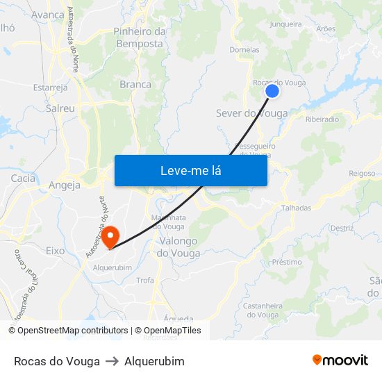 Rocas do Vouga to Alquerubim map