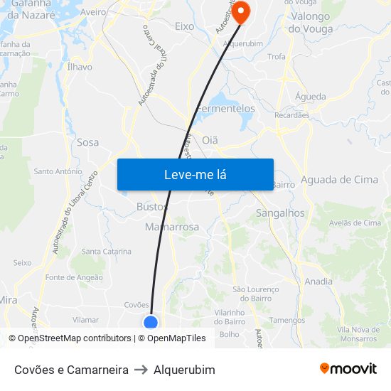 Covões e Camarneira to Alquerubim map