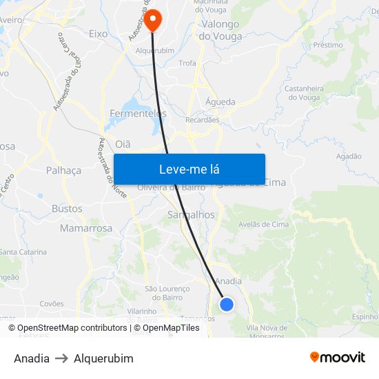 Anadia to Alquerubim map