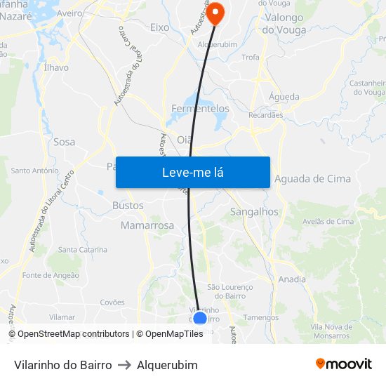 Vilarinho do Bairro to Alquerubim map