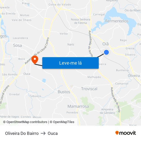 Oliveira Do Bairro to Ouca map