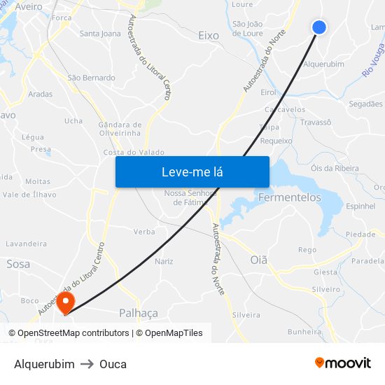 Alquerubim to Ouca map