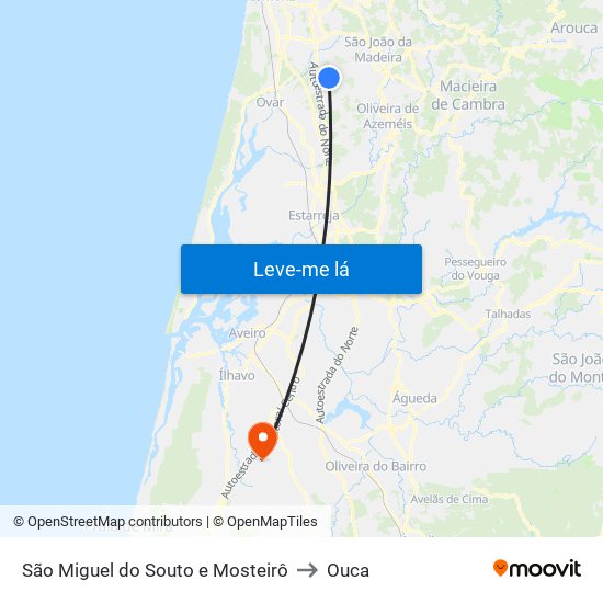 São Miguel do Souto e Mosteirô to Ouca map