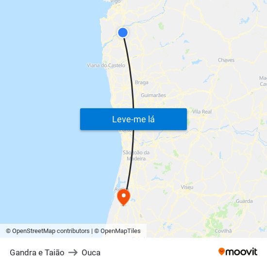 Gandra e Taião to Ouca map