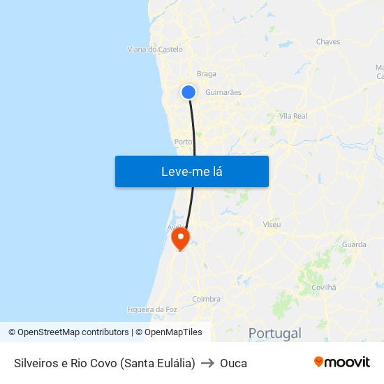 Silveiros e Rio Covo (Santa Eulália) to Ouca map