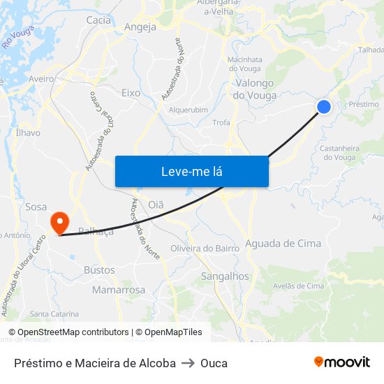 Préstimo e Macieira de Alcoba to Ouca map