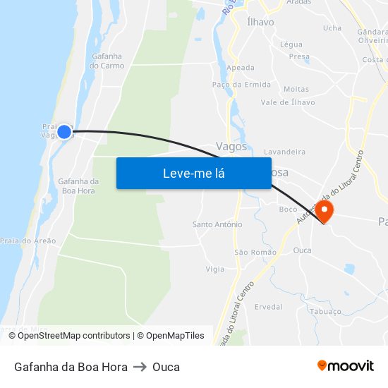 Gafanha da Boa Hora to Ouca map