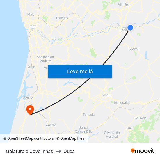 Galafura e Covelinhas to Ouca map