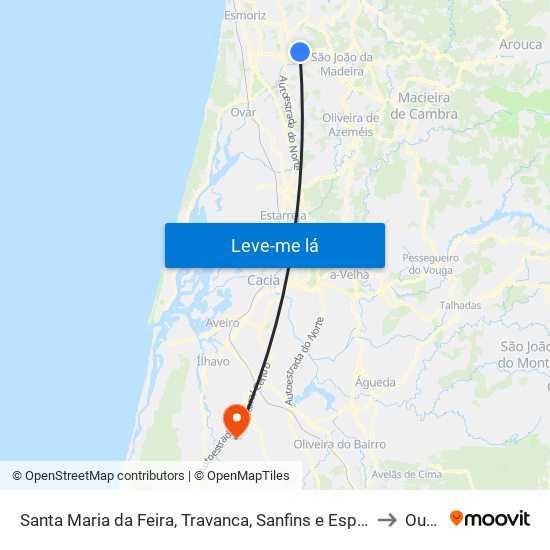 Santa Maria da Feira, Travanca, Sanfins e Espargo to Ouca map