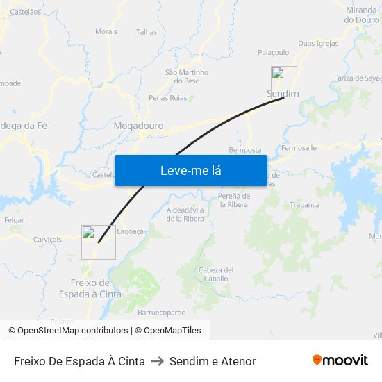 Freixo De Espada À Cinta to Sendim e Atenor map