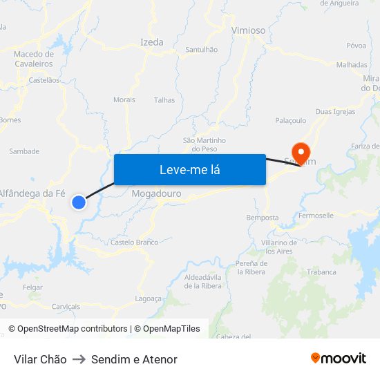 Vilar Chão to Sendim e Atenor map