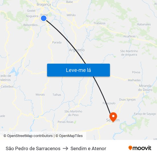 São Pedro de Sarracenos to Sendim e Atenor map